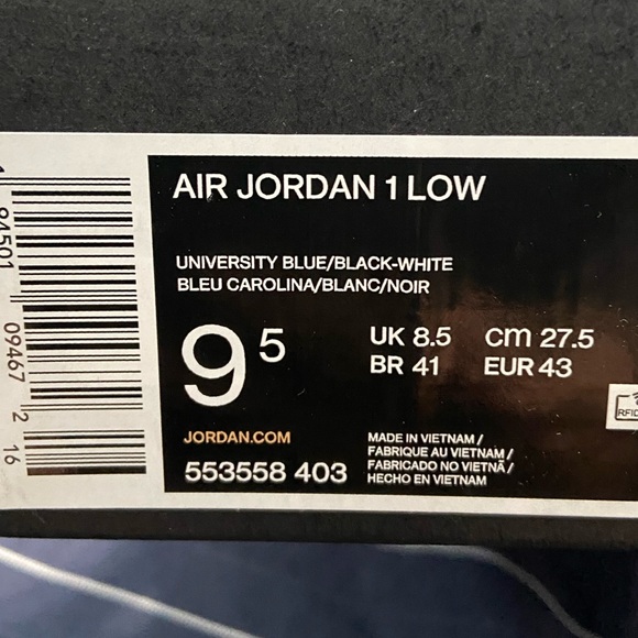 AirJordan 1 Low University Blue/Black - Picture 5 of 6